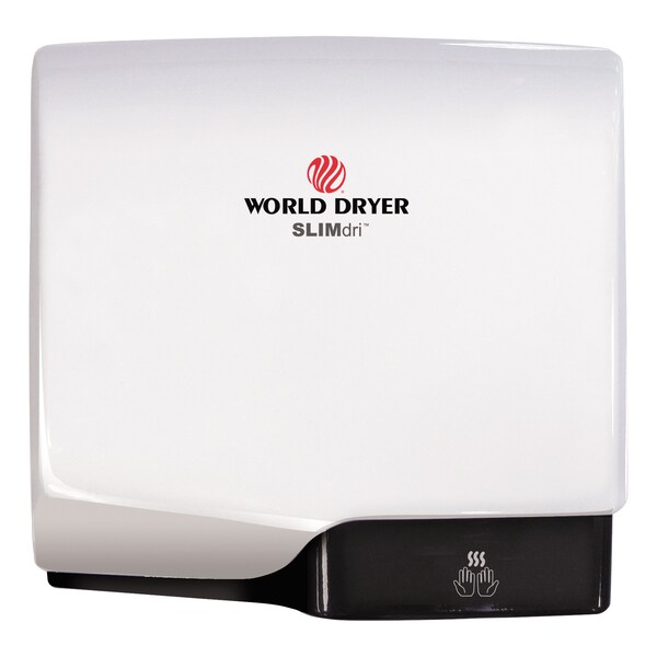 World Dryer SLIMdri Hand Dryer, Aluminum, White L-974A